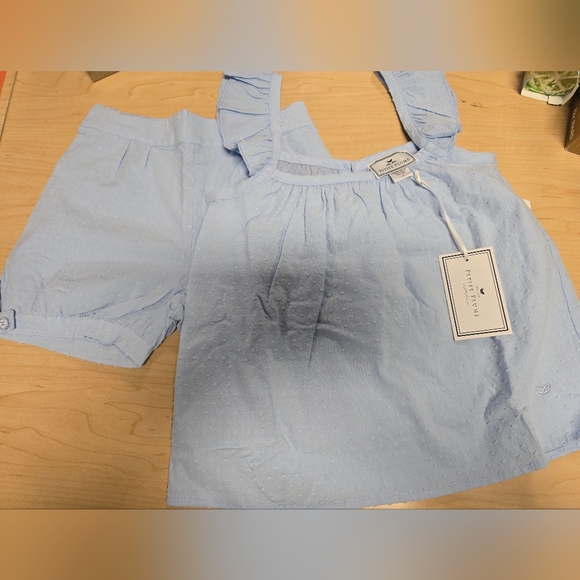 Light Blue Ruffle-Shoulder Tank & Pull-On Shorts Set - Kids - Picture 4 of 11